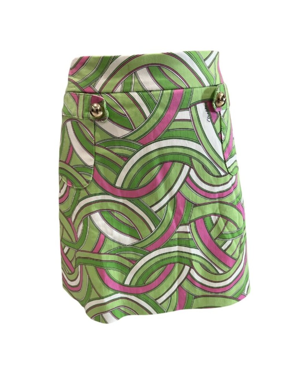 Melly M Green & Pink Swirl Print Mini Skirt Cotton Blend Size M